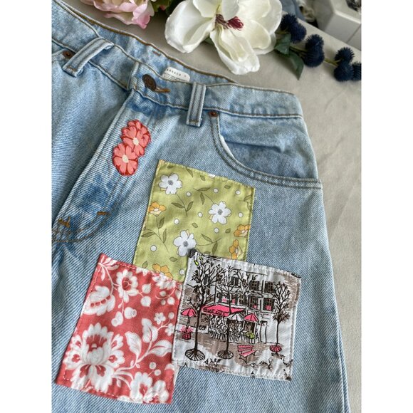 VTG Custom Patchwork LEVIS Jeans Angelina Vanelli Boho Embellishments Design - Picture 4 of 16